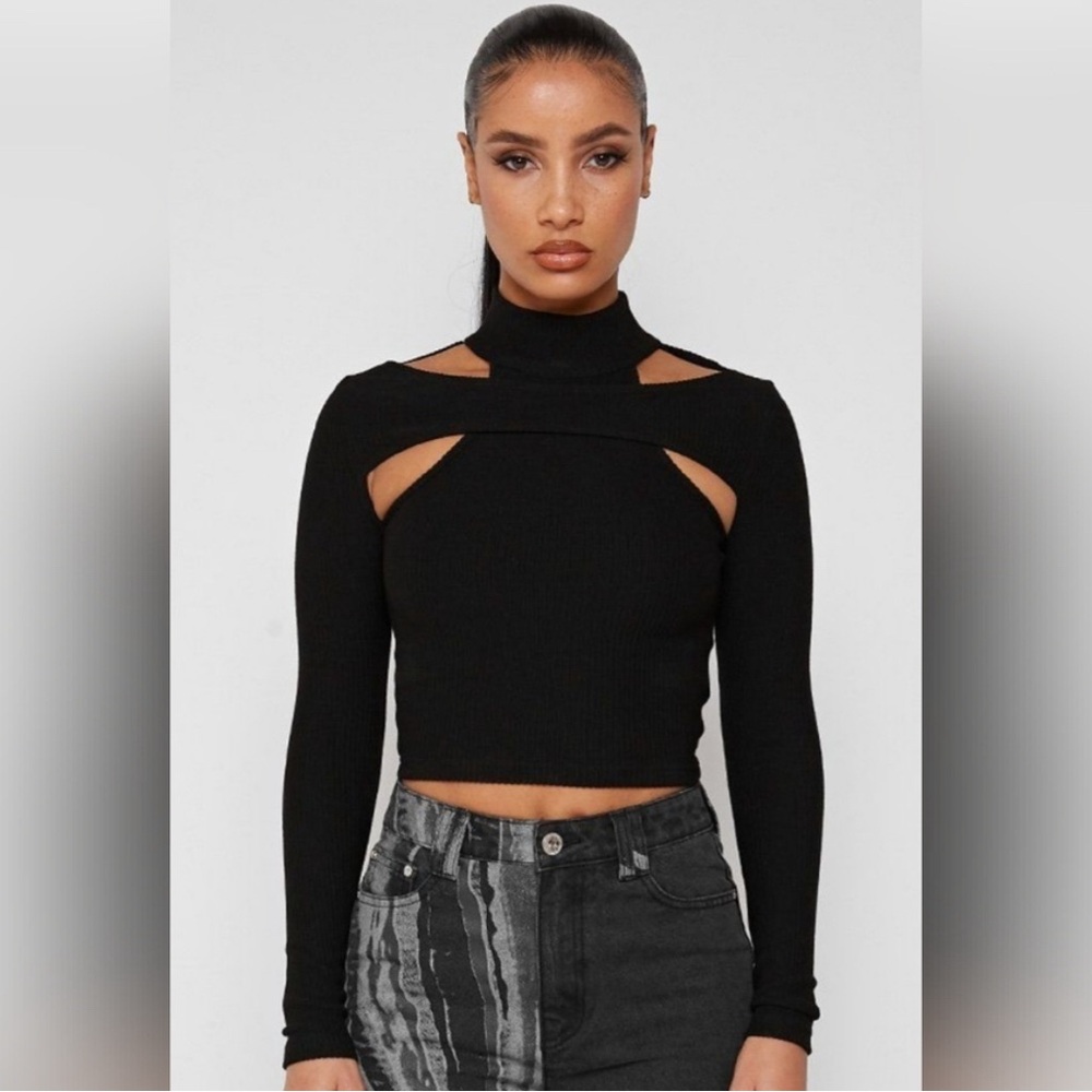 Manière De Voir Black Ribbed Top - never worn, size 8